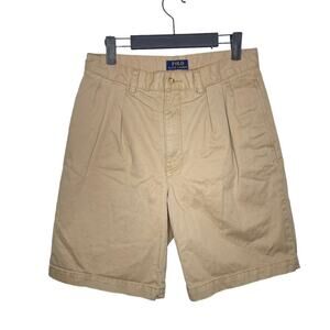 Polo Ralph Lauren Mens Shorts Size 30 Beige Khaki Casual Wear Pleaded Front